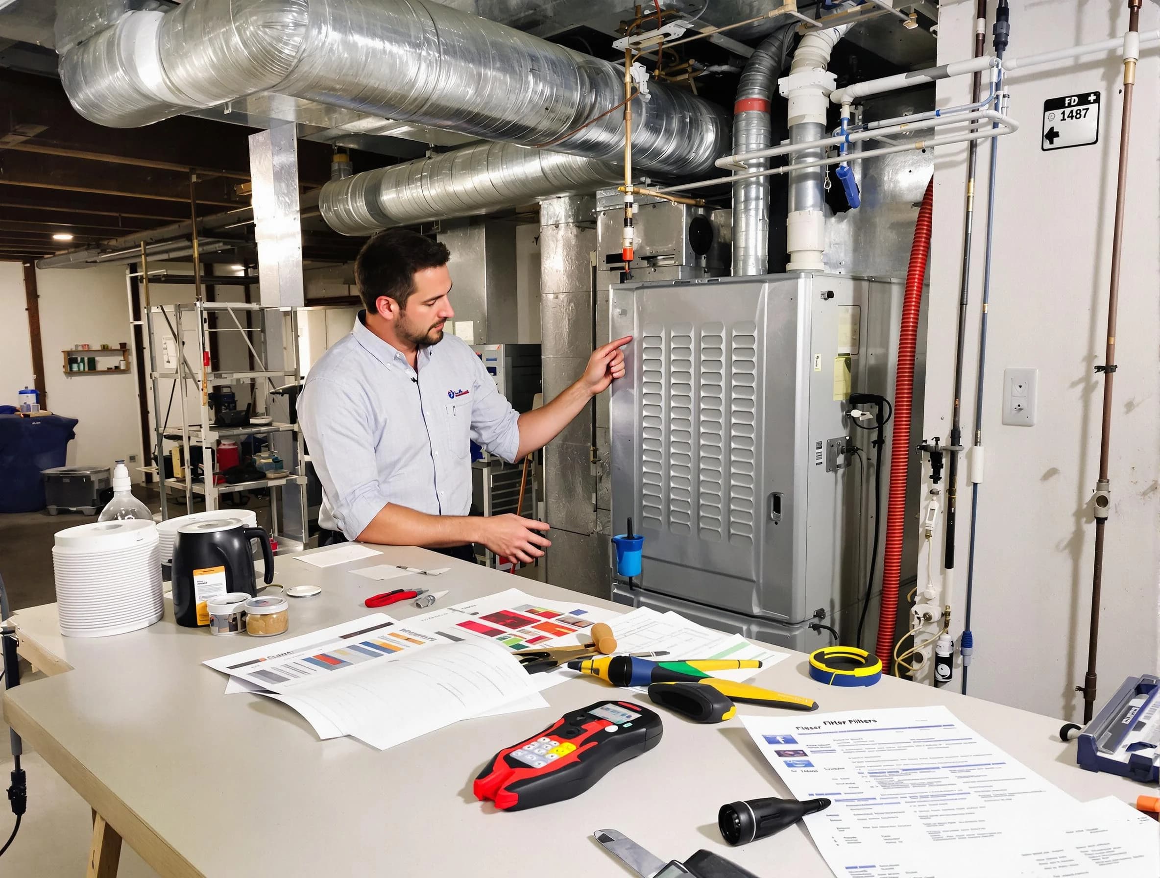 Holt Air Duct Cleaning inspector conducting detailed filter system evaluation using professional diagnostic tools in Holt