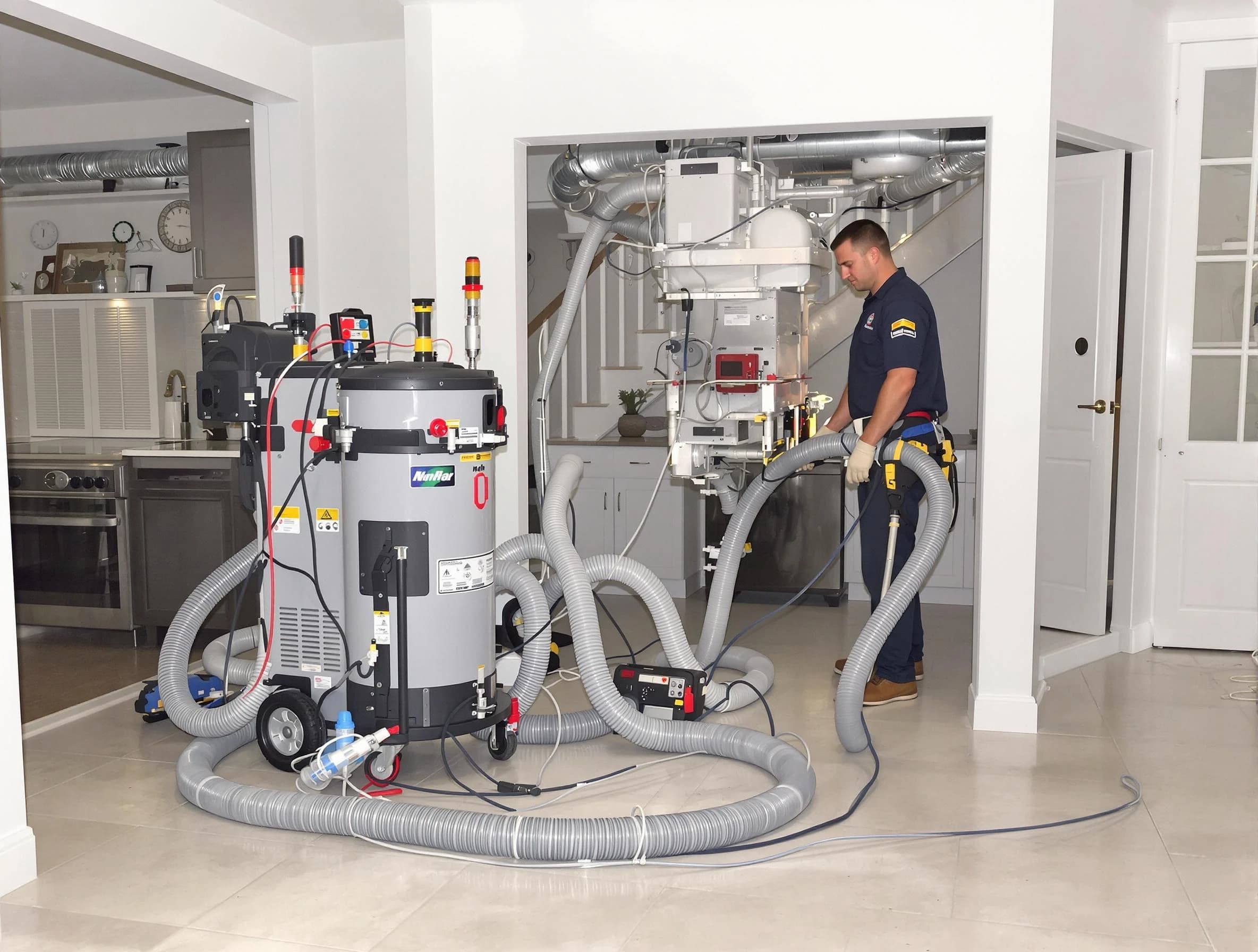 Holt Air Duct Cleaning technician operating negative pressure cleaning equipment for thorough duct maintenance in Holt