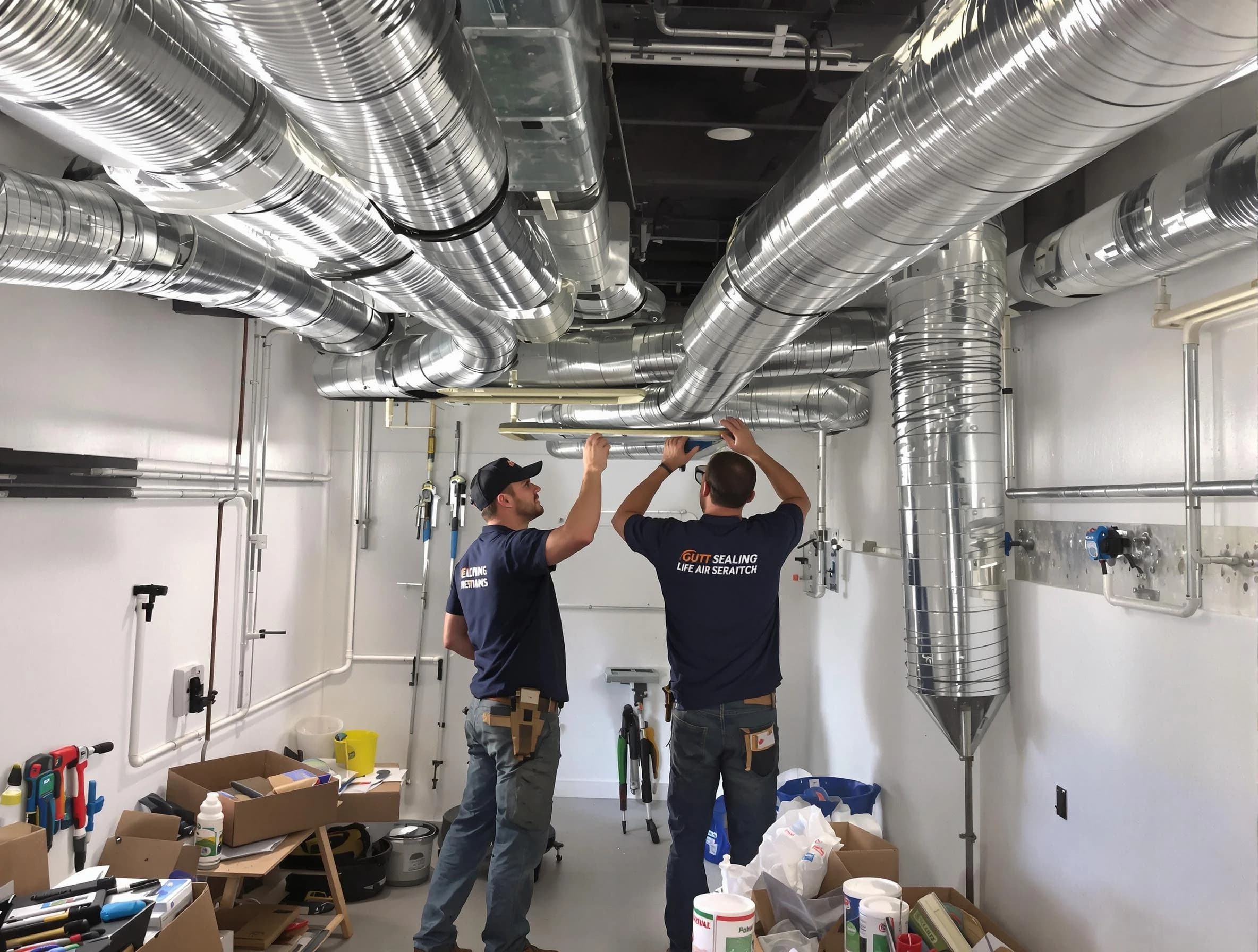 Holt Air Duct Cleaning technician applying professional duct sealing solutions in Holt