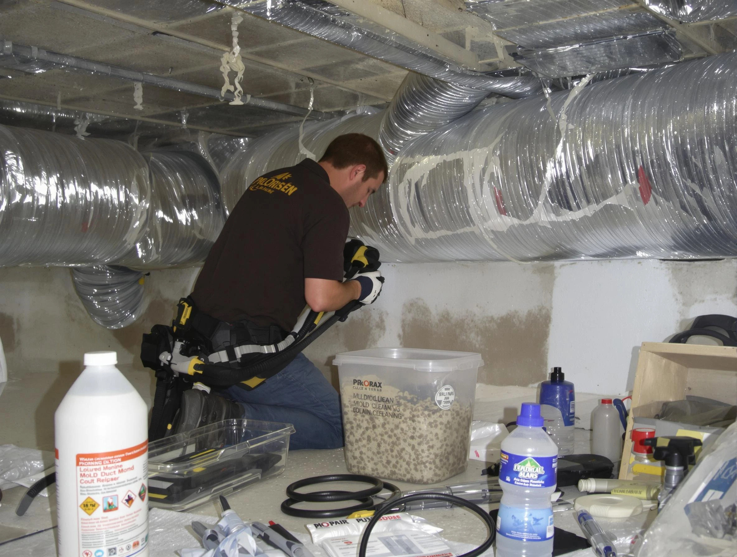 Holt Air Duct Cleaning specialist performing professional mold removal from air ducts in Holt